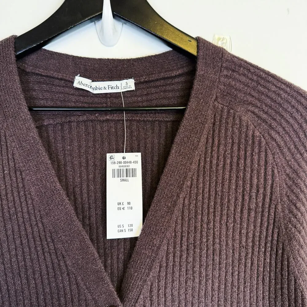 New Abercrombie & Fitch Duster Maxi Sweater Dress Rib Brown Button $120 - S
